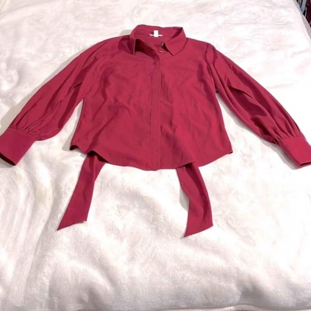 RILEY & RAE Camille Tie-neck Blouse, Created For Macy's In Heritage Red XS - Picture 2 of 12